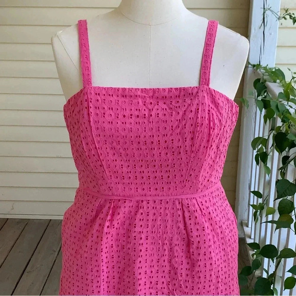 CROWN & IVY Pink Eyelet Lace Sundress Convertible Straps Size 16 Barbie Pockets - Picture 4 of 10